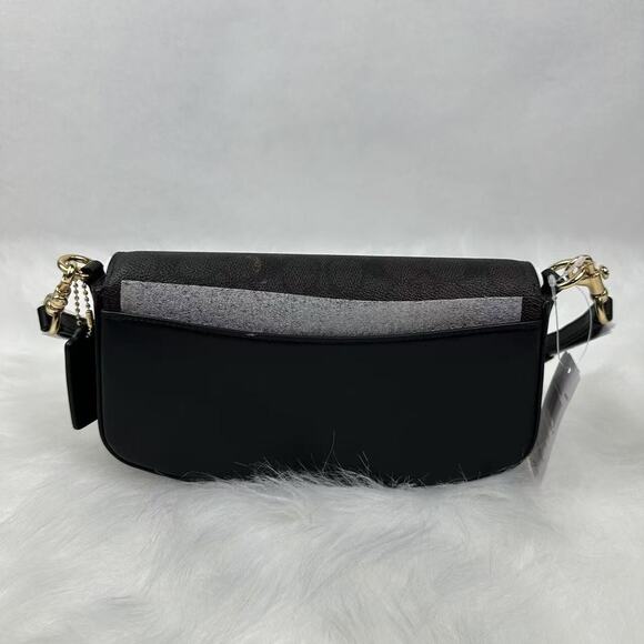 Coach Andrea Shoulder Bag In Signature Canvas CV973 Gold/Walnut/Black NWT - Picture 4 of 10